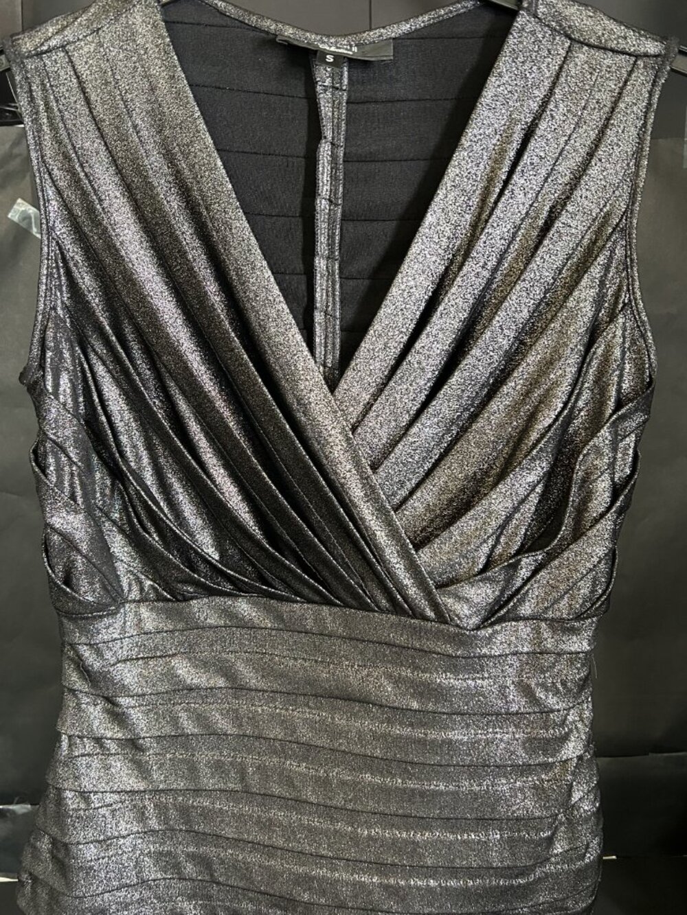 Tadashi Shoji Metallic Pleated Sleeveless Top